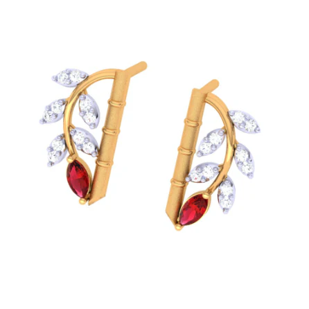 22KT Unique Multiple Stone-studded Gold Earrings For You - Image 4