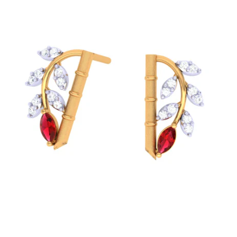 22KT Unique Multiple Stone-studded Gold Earrings For You - Image 5