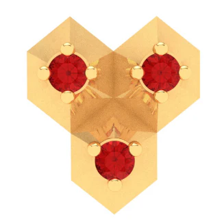22KT Unique Stud Gold Nosepin With Three Stones From Online Exclusive Collection