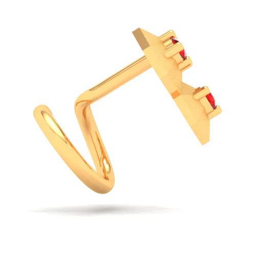 22KT Unique Stud Gold Nosepin With Three Stones From Online Exclusive Collection - Image 5
