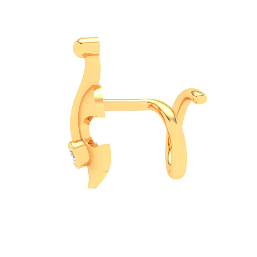 22KT Violin And Anchor Mixed Shaped Gold Nosepin From Online Exclusive Collection - Image 3