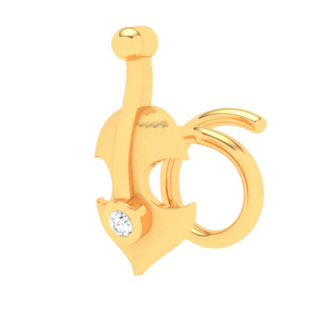 22KT Violin And Anchor Mixed Shaped Gold Nosepin From Online Exclusive Collection - Image 4