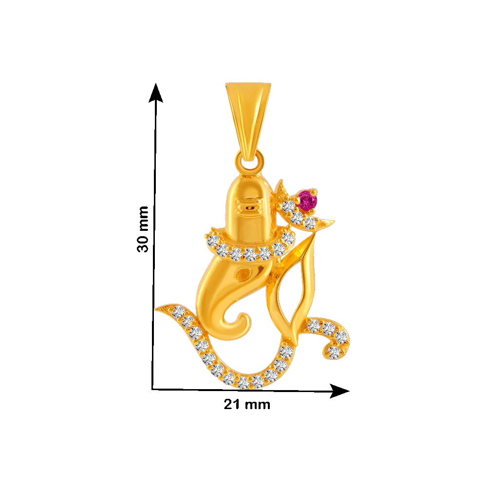22KT Yellow Gold, American Diamond And Ruby Pendant For Women - Image 4