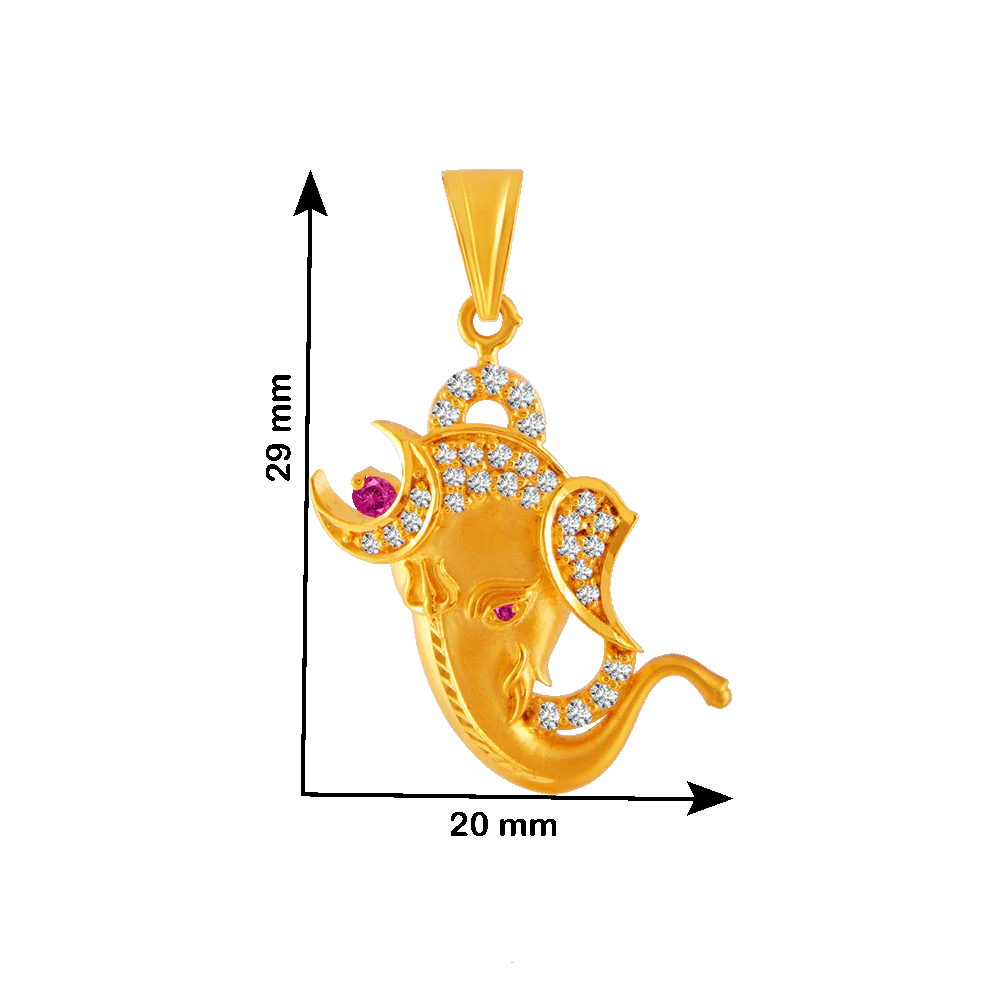 22KT Yellow Gold And American Diamond Pendant For Women - Image 4