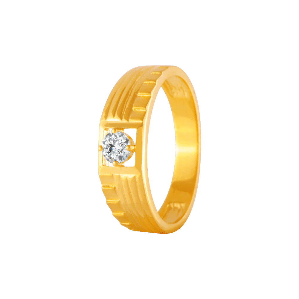 22KT Yellow Gold And American Diamond Ring For Men - Image 3