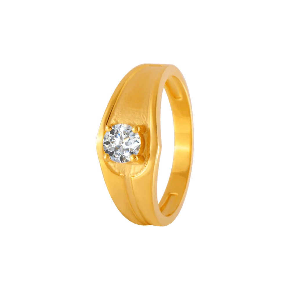 22KT Yellow Gold And American Diamond Ring For Men