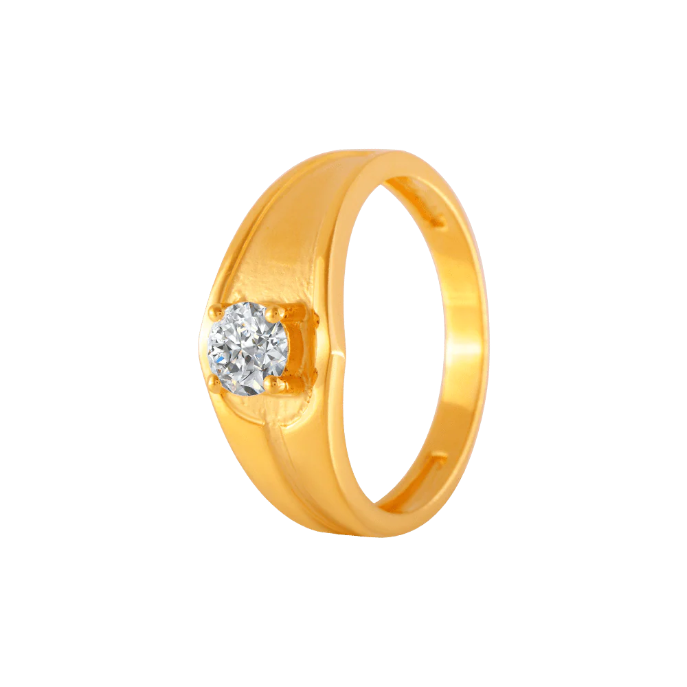 22KT Yellow Gold And American Diamond Ring For Men - Image 3