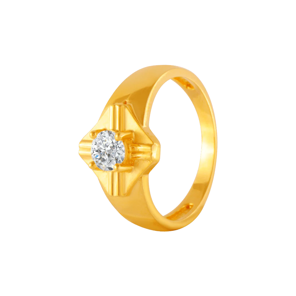22KT Yellow Gold And American Diamond Ring For Men - Image 3