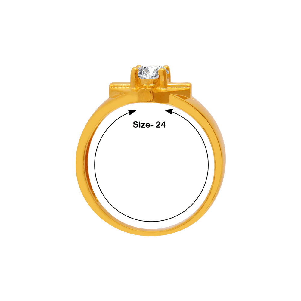 22KT Yellow Gold And American Diamond Ring For Men - Image 4