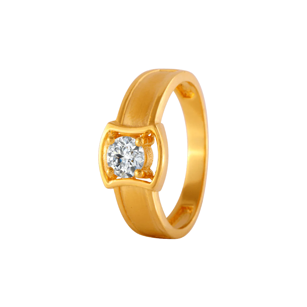 22KT Yellow Gold And American Diamond Ring For Men