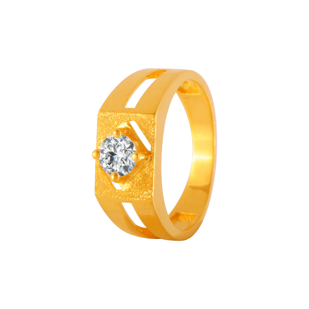 22KT Yellow Gold And American Diamond Ring For Men