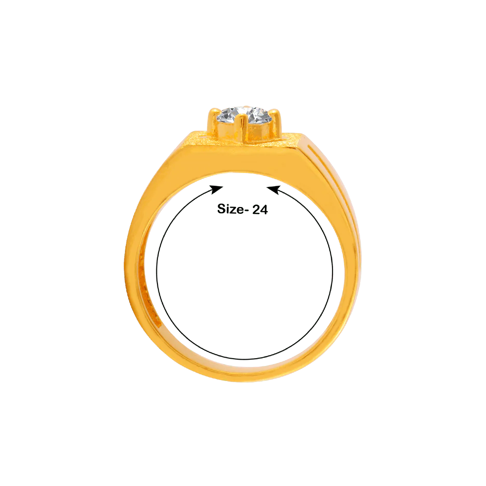 22KT Yellow Gold And American Diamond Ring For Men - Image 4