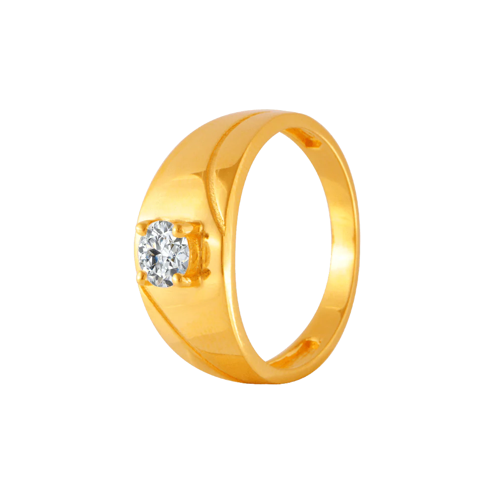 22KT Yellow Gold And American Diamond Ring For Men - Image 3