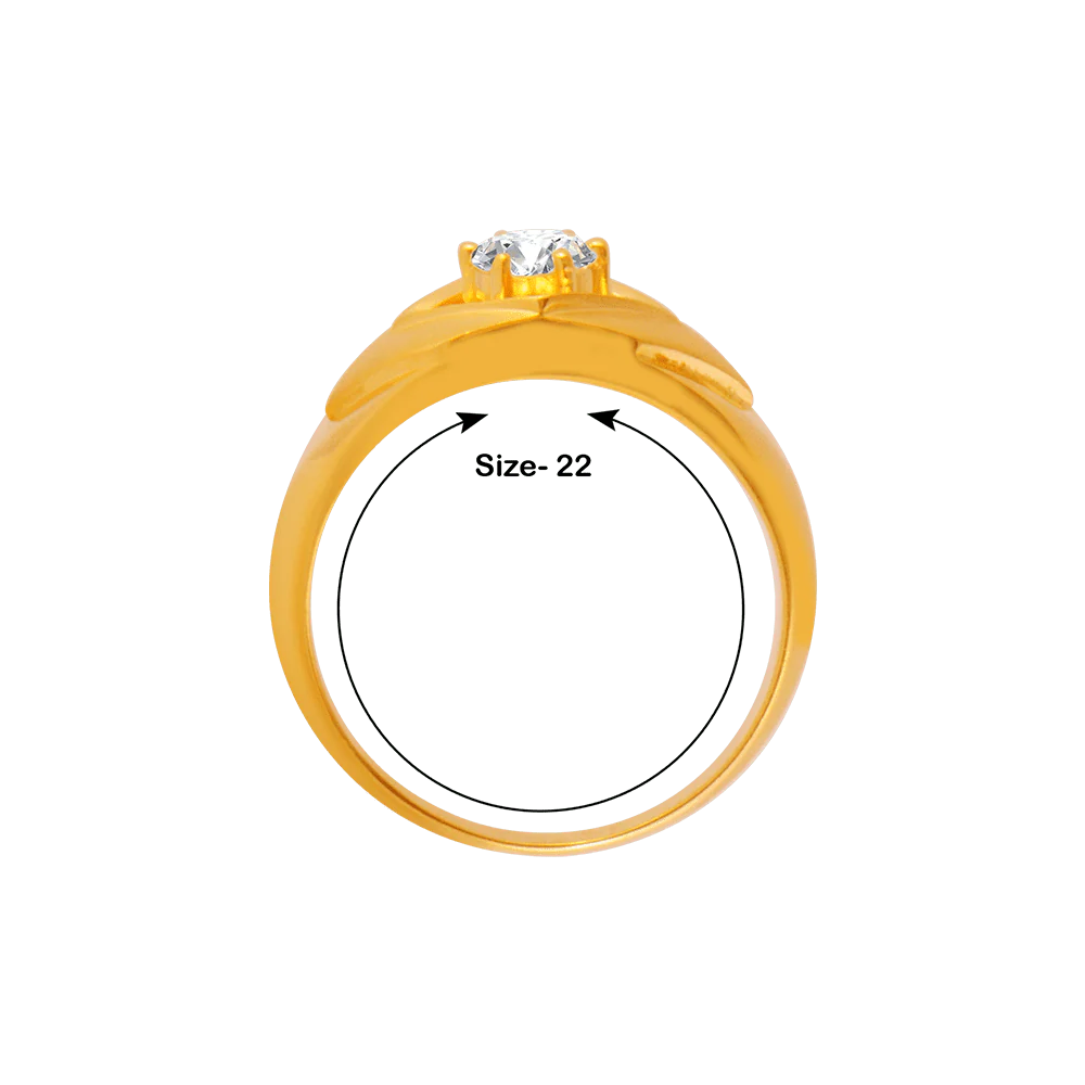 22KT Yellow Gold And American Diamond Ring For Men - Image 4