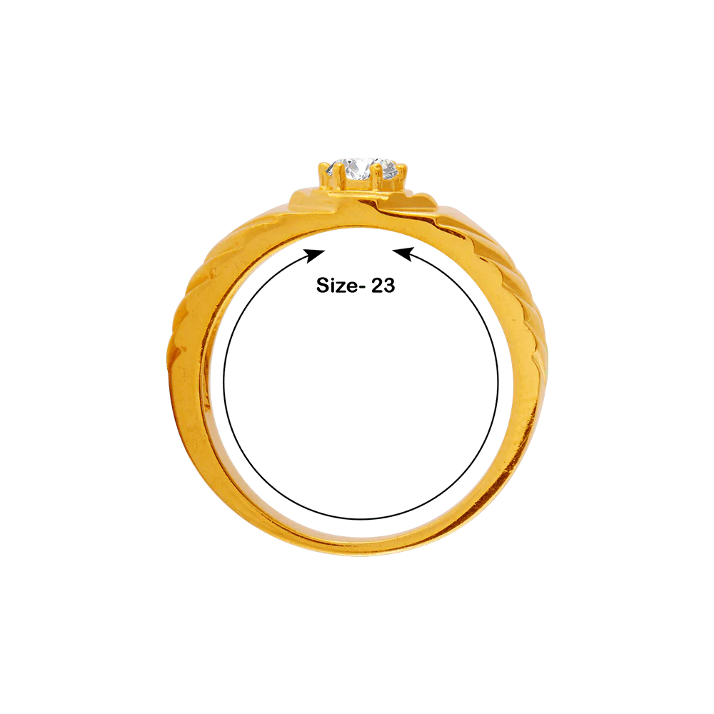 22KT Yellow Gold And American Diamond Ring For Men - Image 4