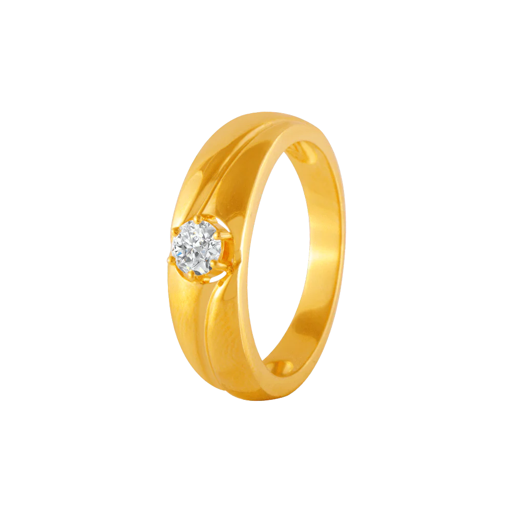 22KT Yellow Gold And American Diamond Ring For Men - Image 3