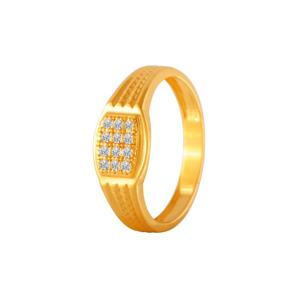 22KT Yellow Gold And American Diamond Ring For Men - Image 3