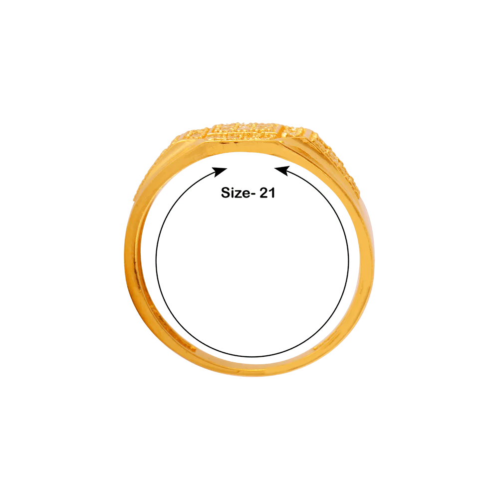22KT Yellow Gold And American Diamond Ring For Men - Image 4