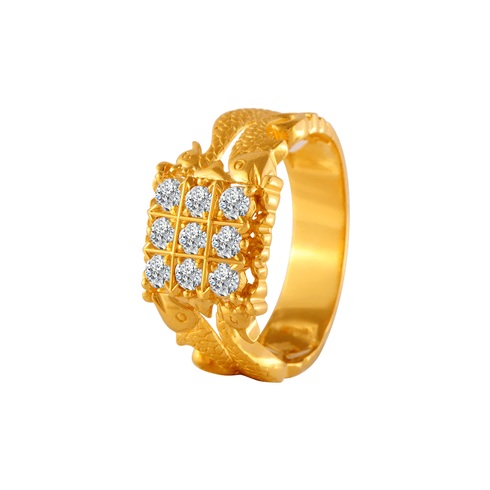 22KT Yellow Gold And American Diamond Ring For Men