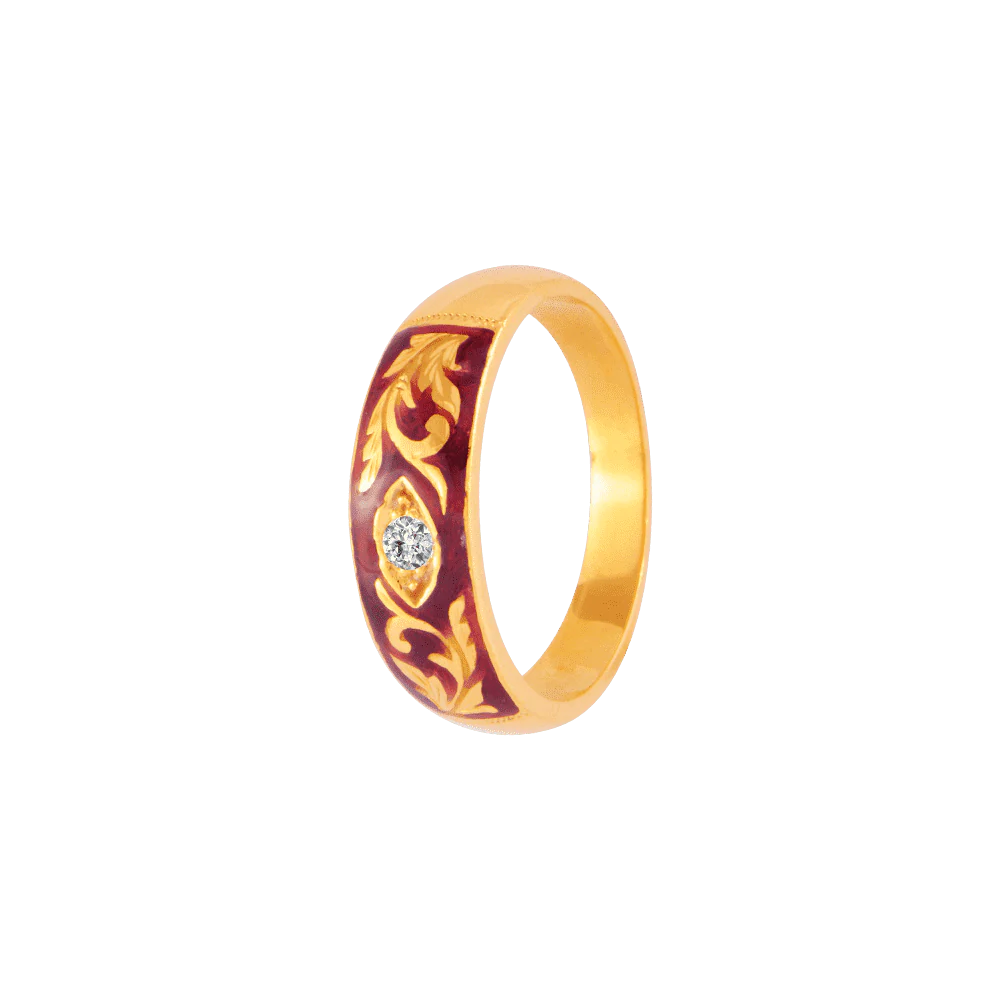 22KT Yellow Gold And American Diamond Ring For Men - Image 2