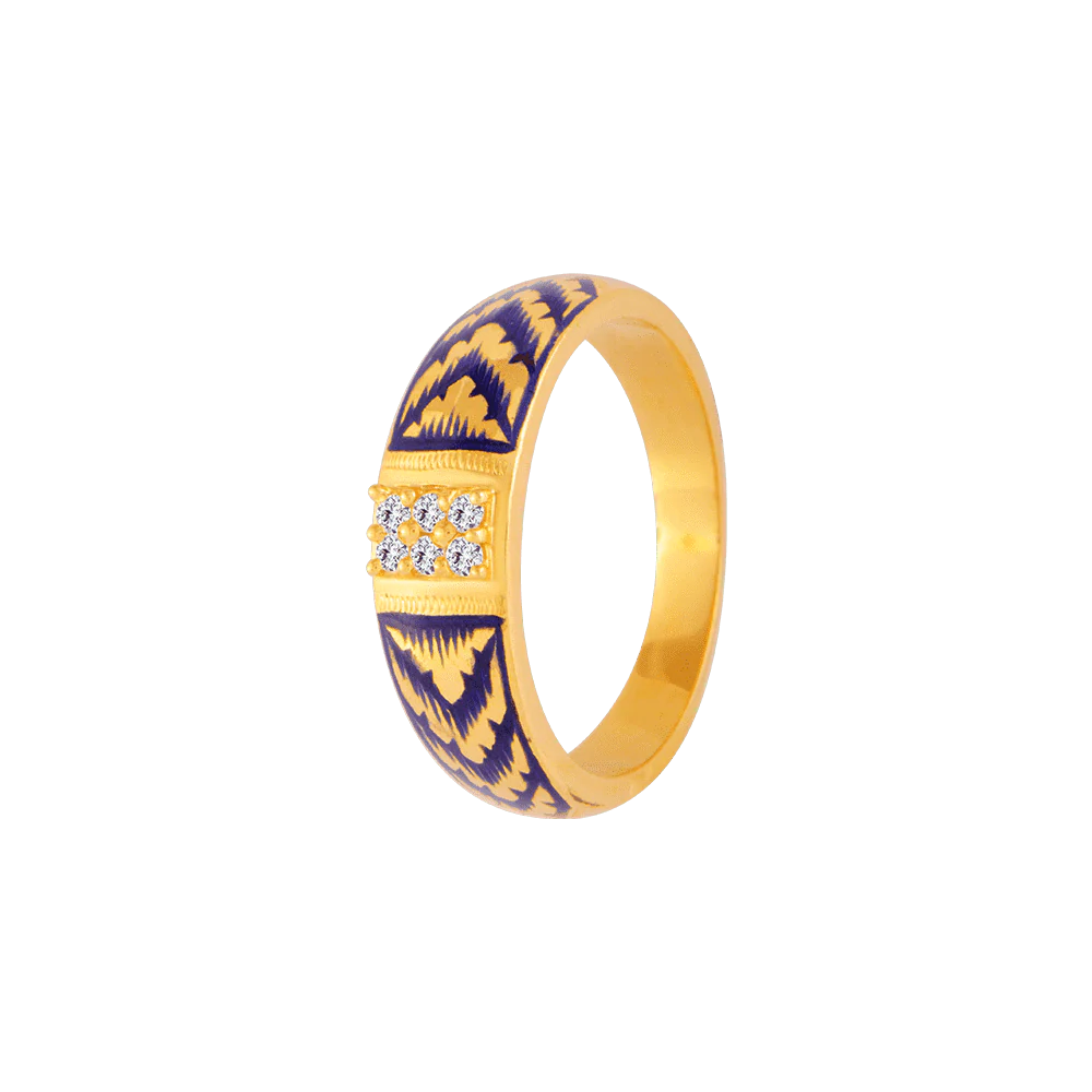 22KT Yellow Gold And American Diamond Ring For Men - Image 2