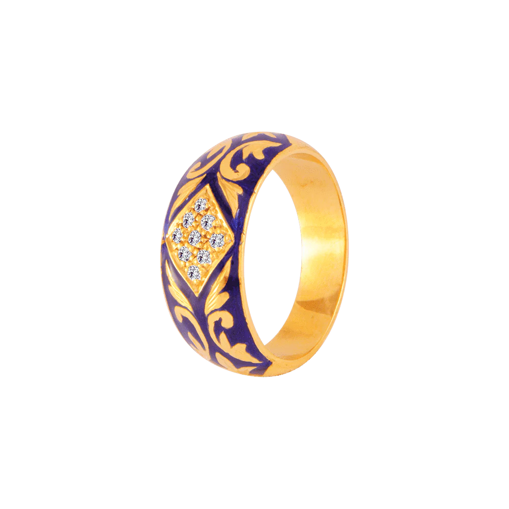 22KT Yellow Gold And American Diamond Ring For Men - Image 2