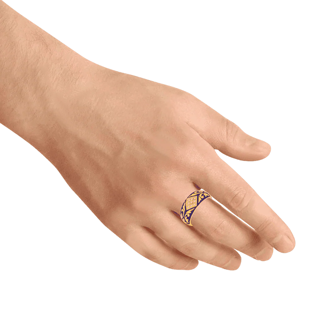 22KT Yellow Gold And American Diamond Ring For Men - Image 4