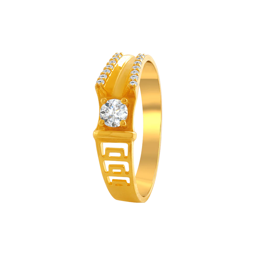 22KT Yellow Gold And American Diamond Ring For Men