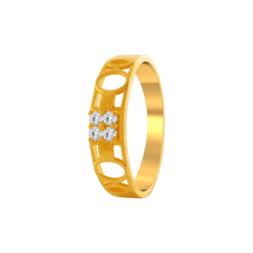 22KT Yellow Gold And American Diamond Ring For Men