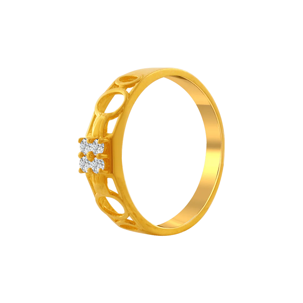 22KT Yellow Gold And American Diamond Ring For Men - Image 2