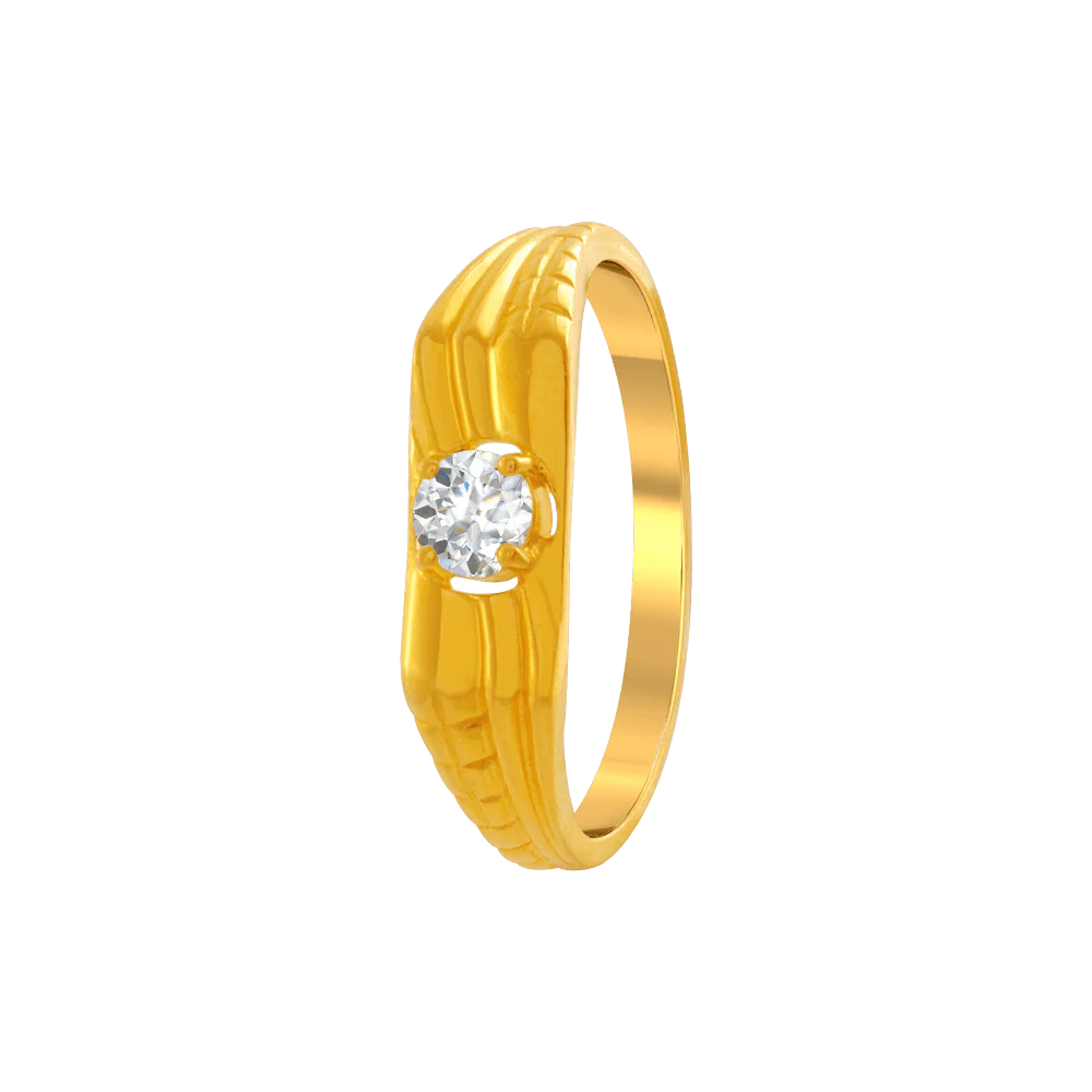 22KT Yellow Gold And American Diamond Ring For Men