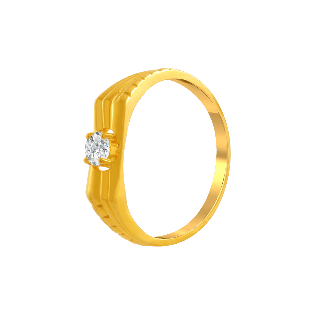 22KT Yellow Gold And American Diamond Ring For Men - Image 2