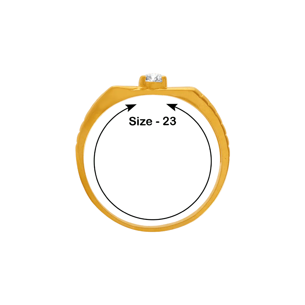22KT Yellow Gold And American Diamond Ring For Men - Image 3