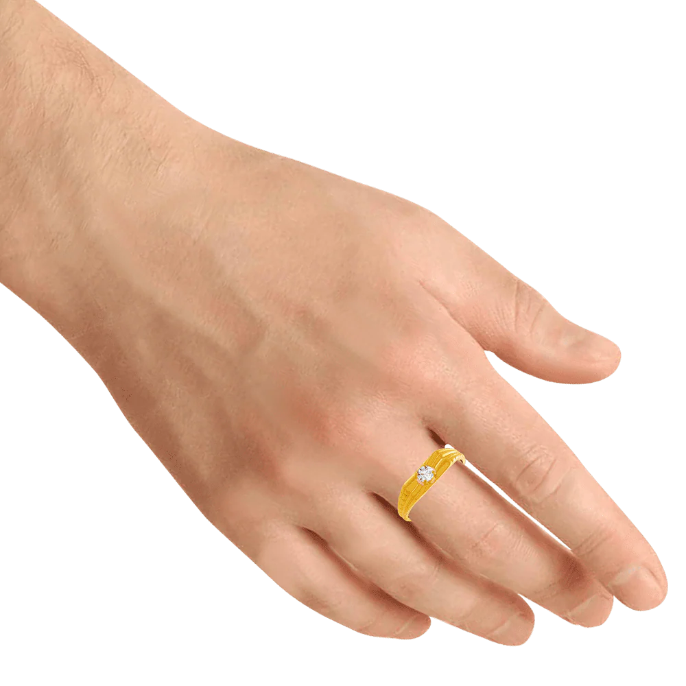 22KT Yellow Gold And American Diamond Ring For Men - Image 4