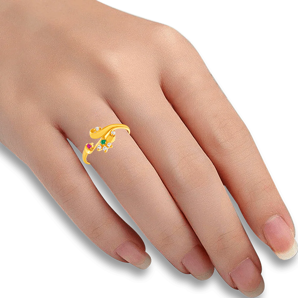 22KT Yellow Gold And American Diamond Ring For Women - Image 2