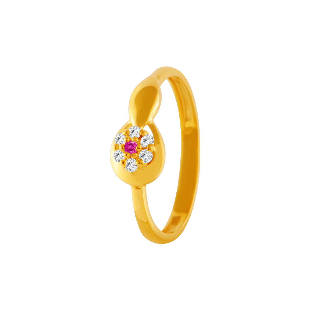 22KT Yellow Gold And American Diamond Ring For Women