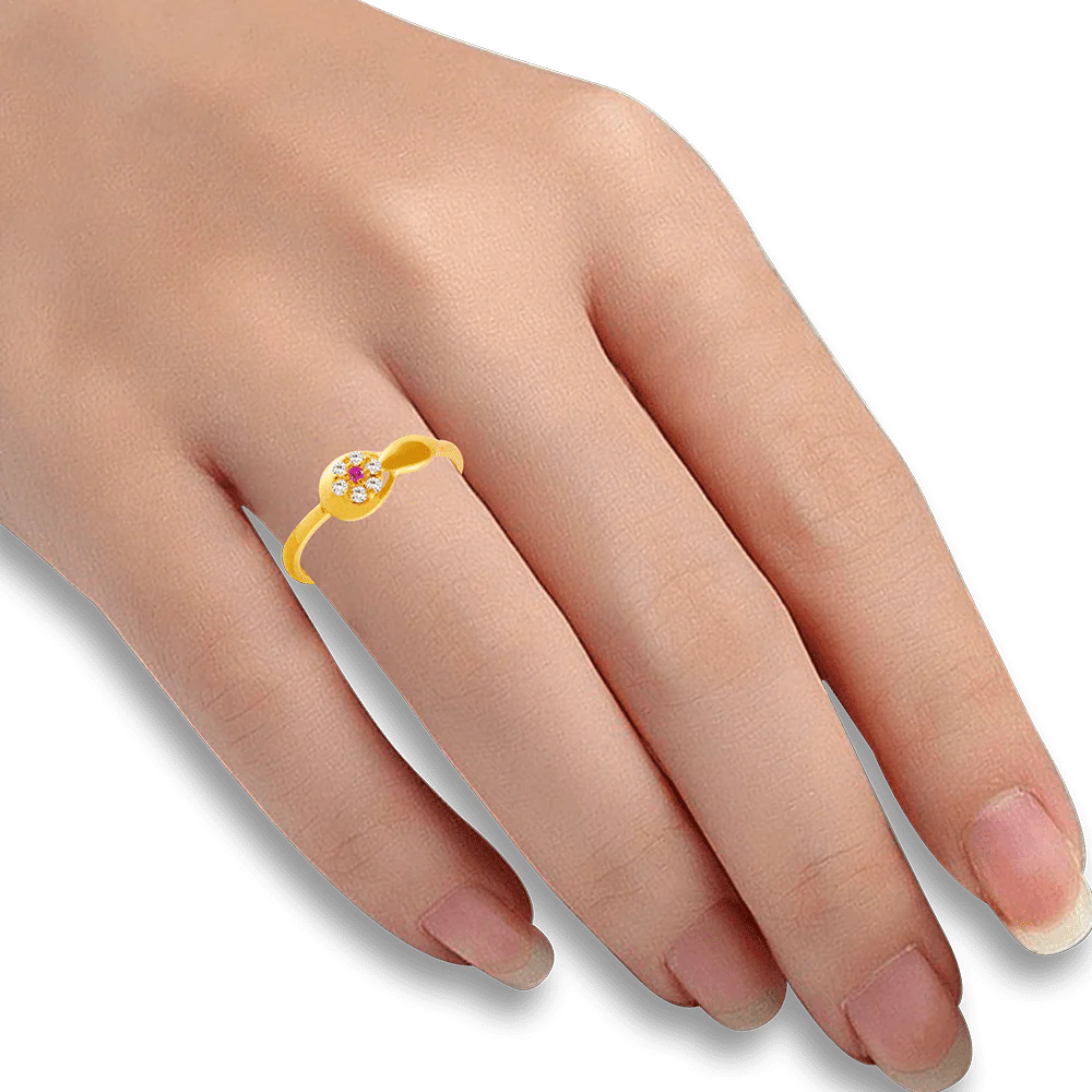 22KT Yellow Gold And American Diamond Ring For Women - Image 2