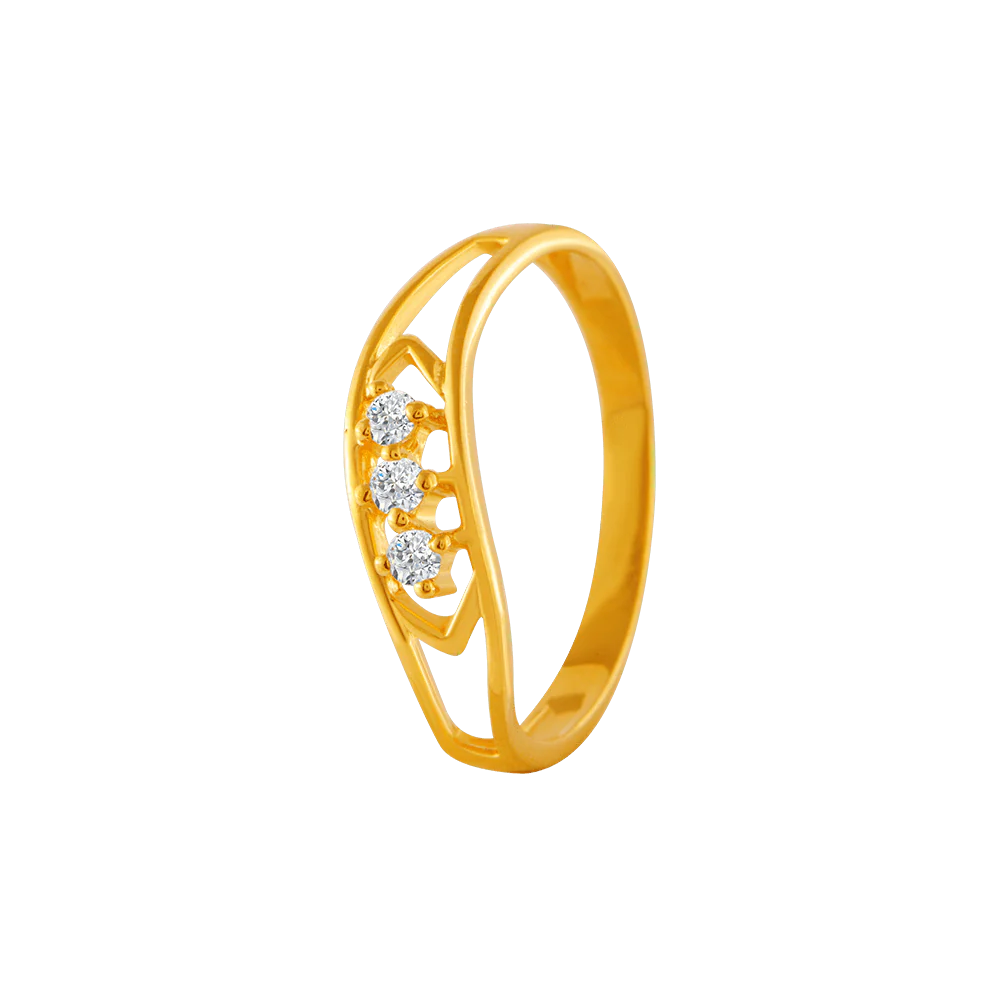 22KT Yellow Gold And American Diamond Ring For Women - Image 3