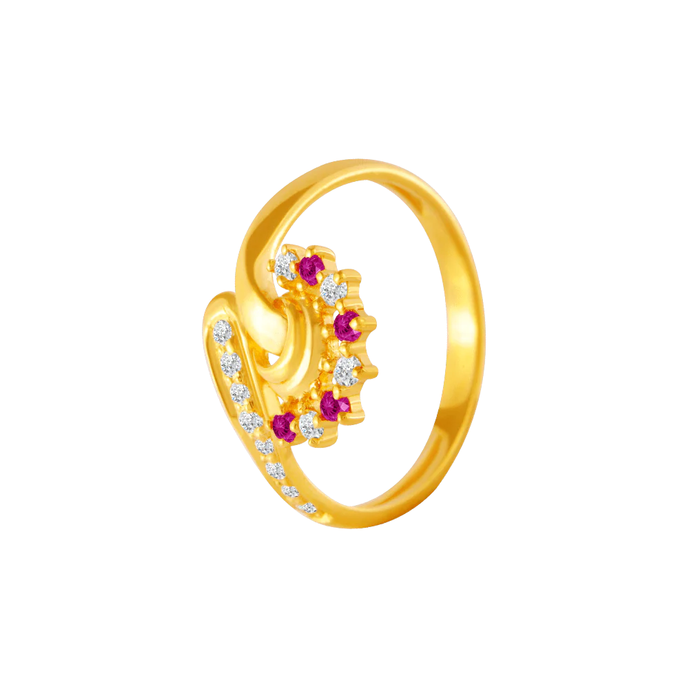 22KT Yellow Gold And American Diamond Ring For Women - Image 3
