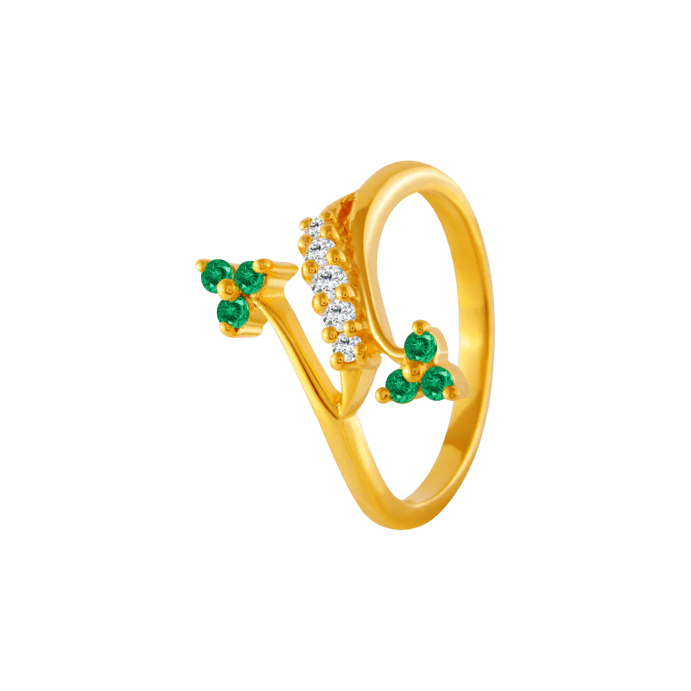 22KT Yellow Gold And American Diamond Ring For Women