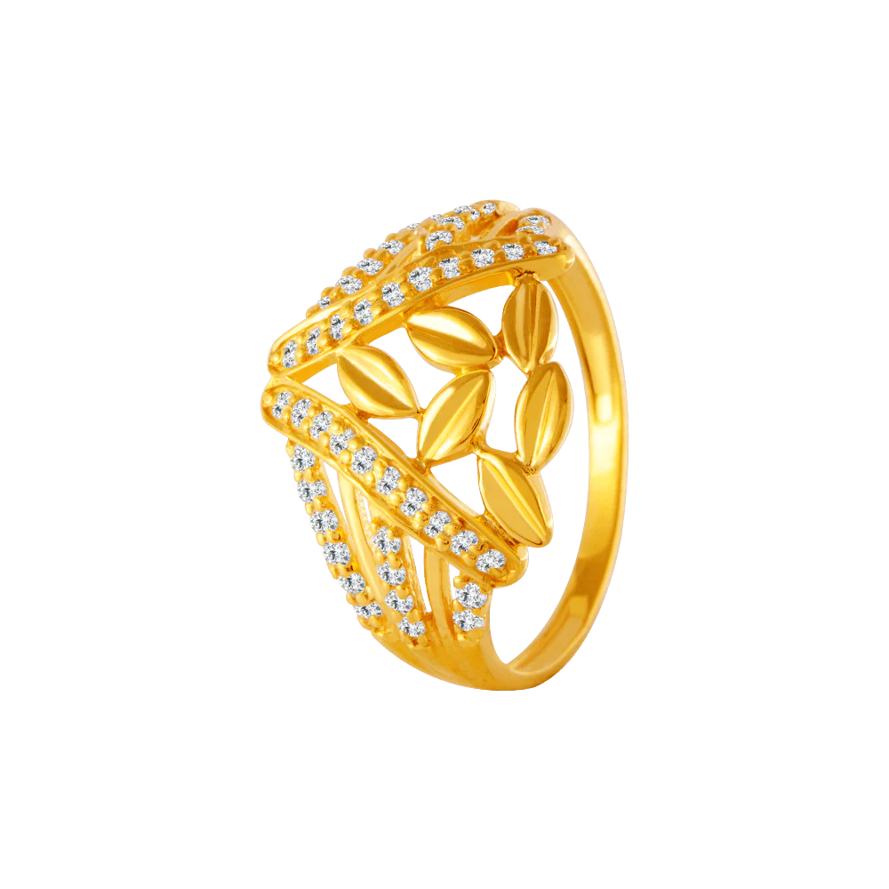 22KT Yellow Gold And American Diamond Ring For Women