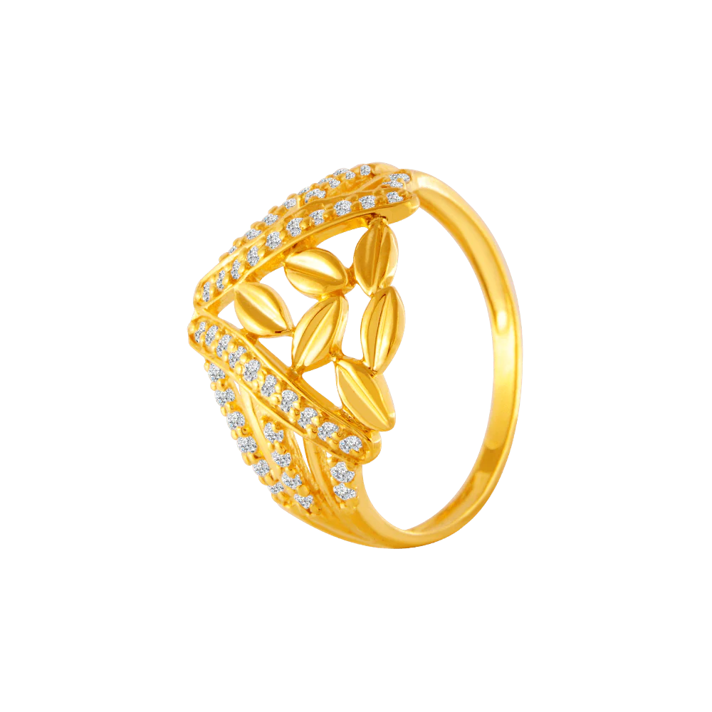 22KT Yellow Gold And American Diamond Ring For Women - Image 3