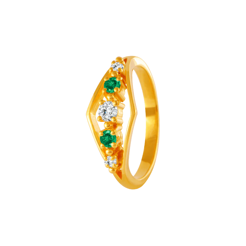 22KT Yellow Gold And American Diamond Ring For Women