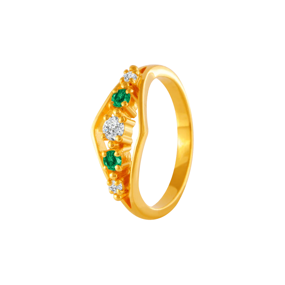 22KT Yellow Gold And American Diamond Ring For Women - Image 3