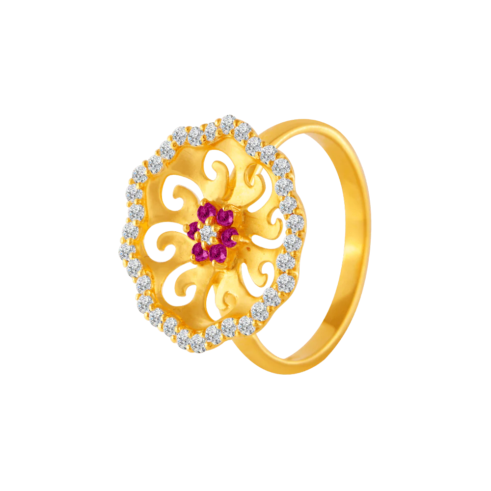 22KT Yellow Gold And American Diamond Ring For Women - Image 3