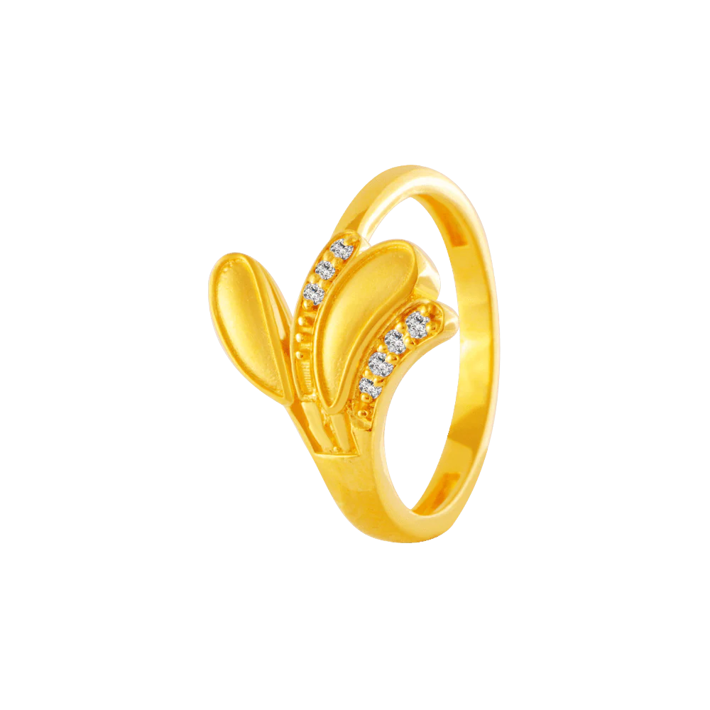 22KT Yellow Gold And American Diamond Ring For Women