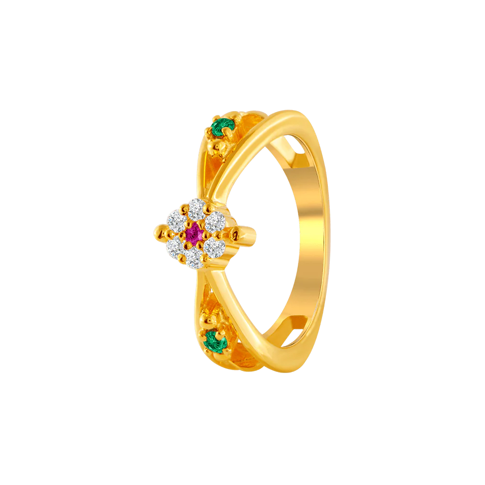 22KT Yellow Gold And American Diamond Ring For Women - Image 2