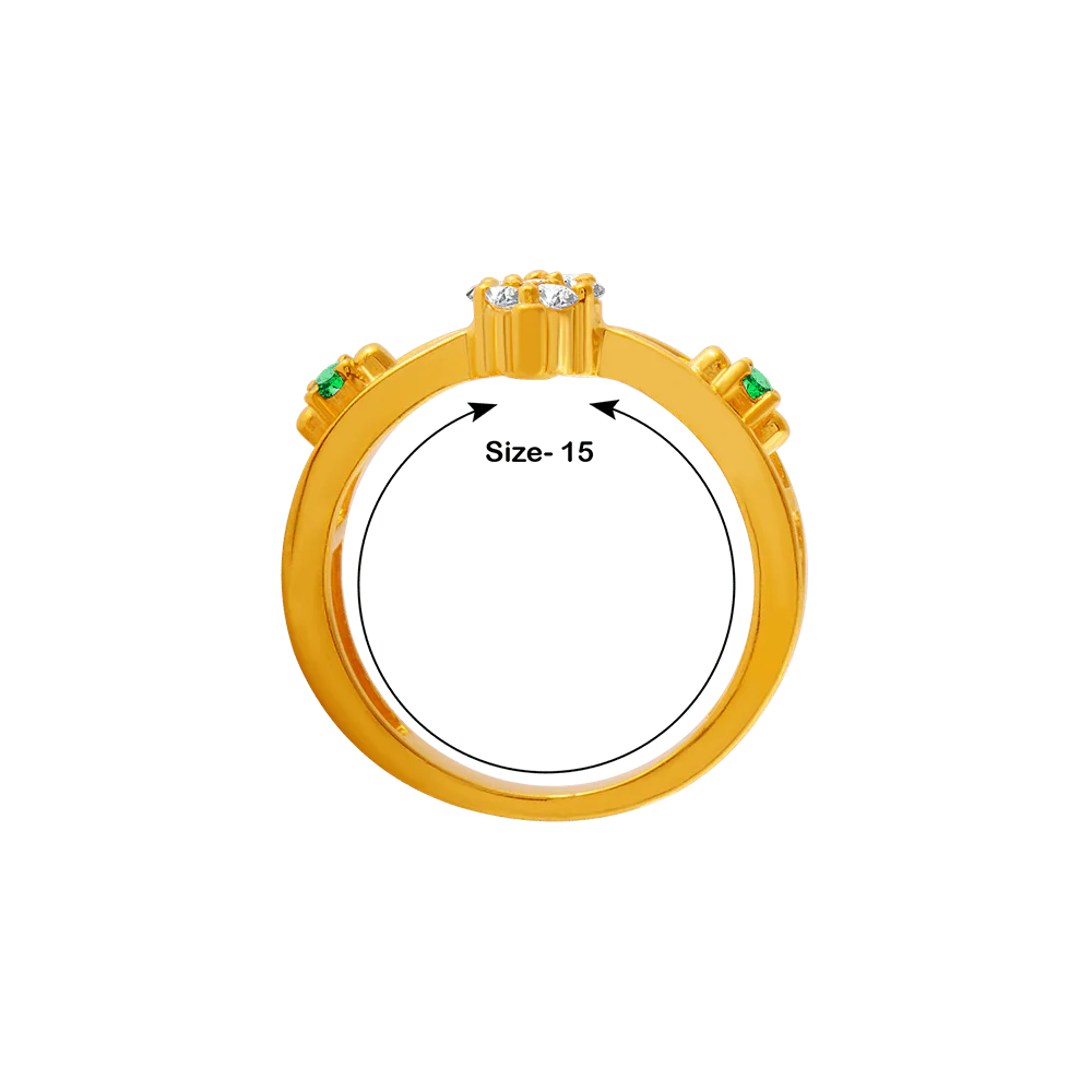 22KT Yellow Gold And American Diamond Ring For Women - Image 3