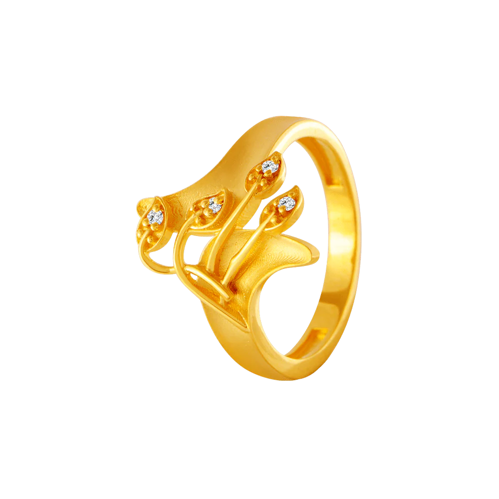 22KT Yellow Gold And American Diamond Ring For Women
