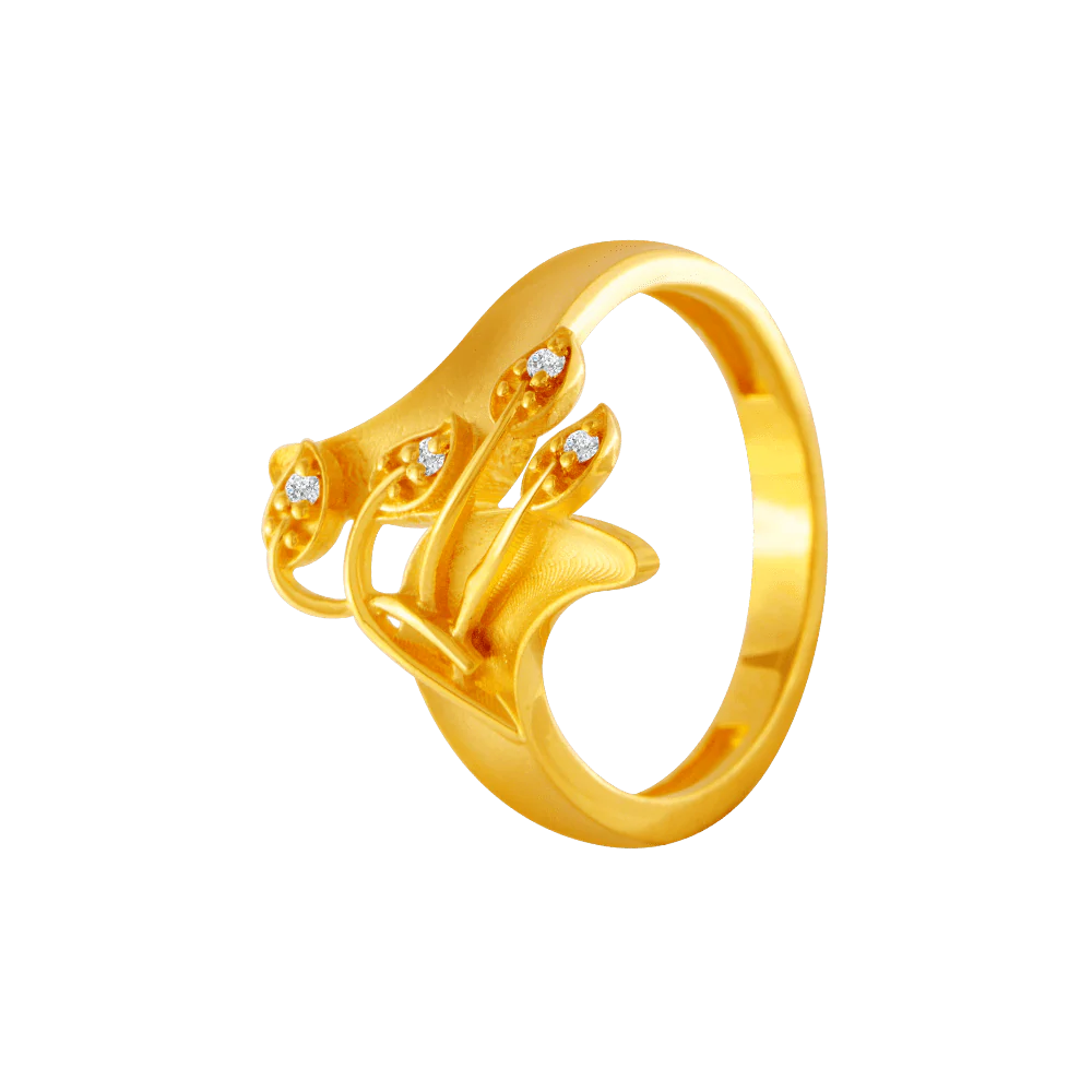 22KT Yellow Gold And American Diamond Ring For Women - Image 3